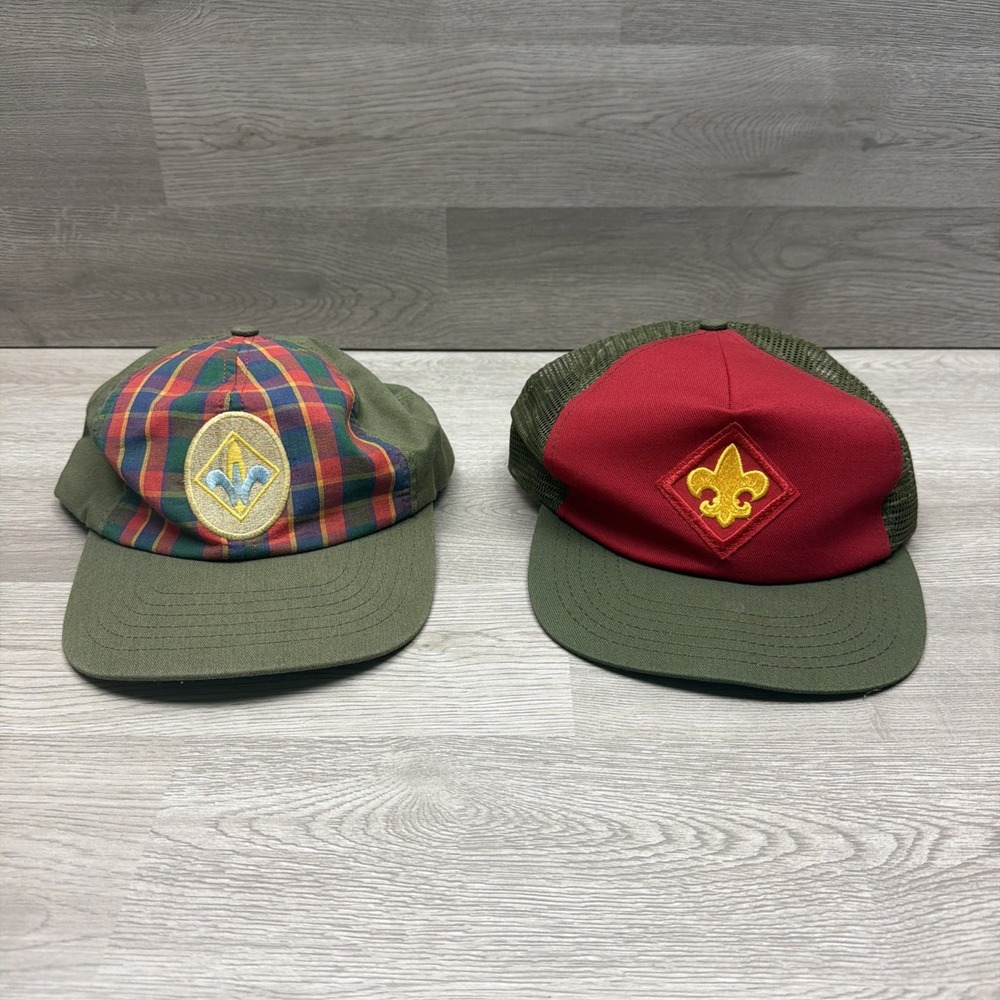 VTG Made In USA 2 Cub Scout Hat/Cap S/M Boy Scouts of America BSA Webelos NICE